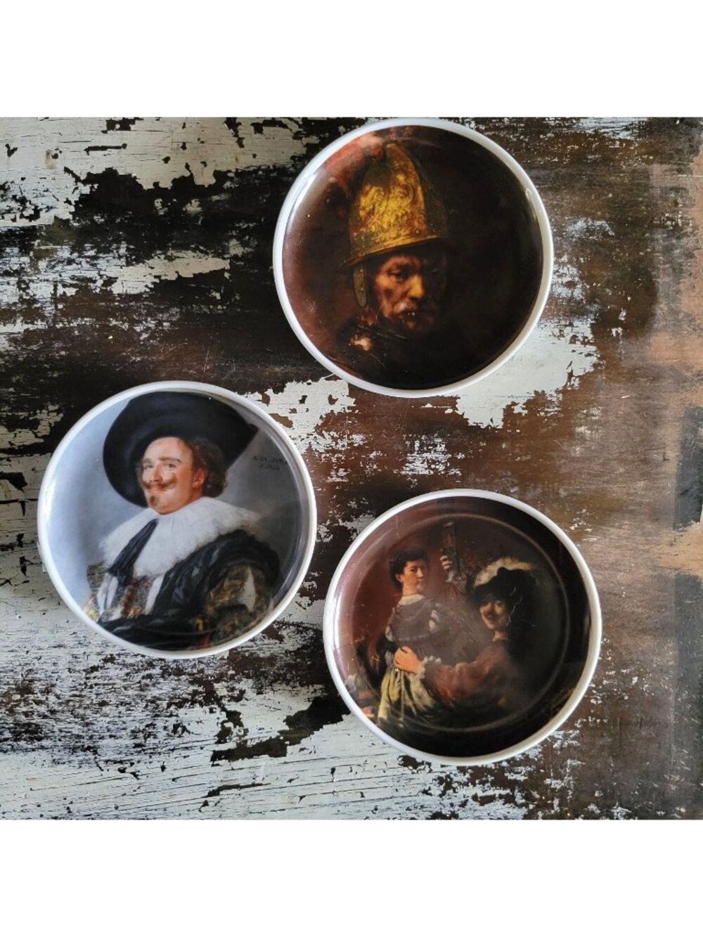 AK Kaiser Germany Set Of 3 Porcelain Wall Plate Coasters With Artistic Portraits
